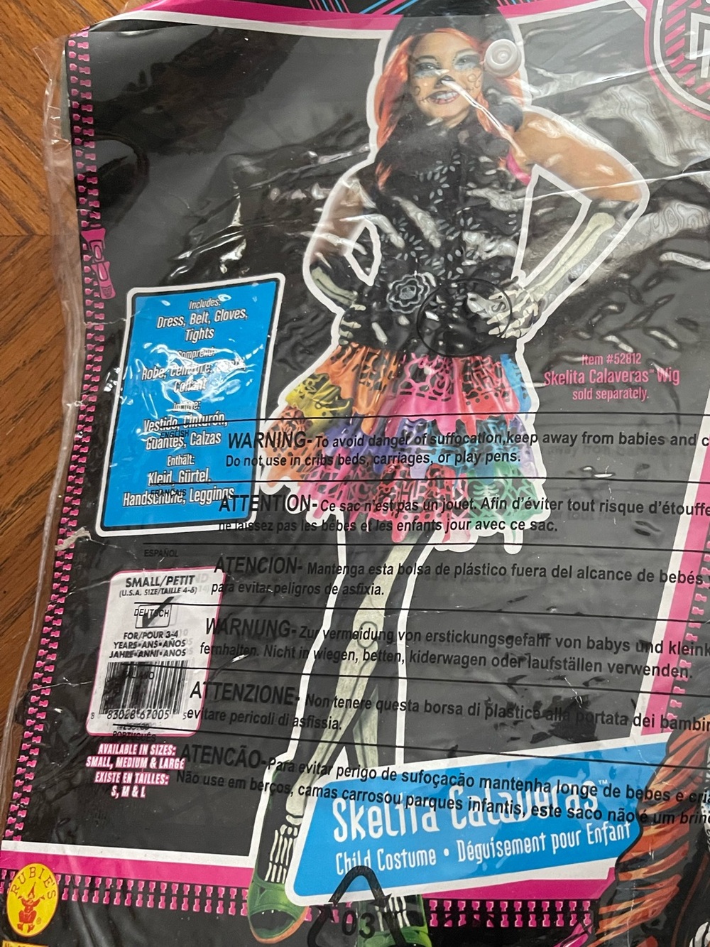 Monster High Skelita Calavera Costume.. Girls Size 4-6.